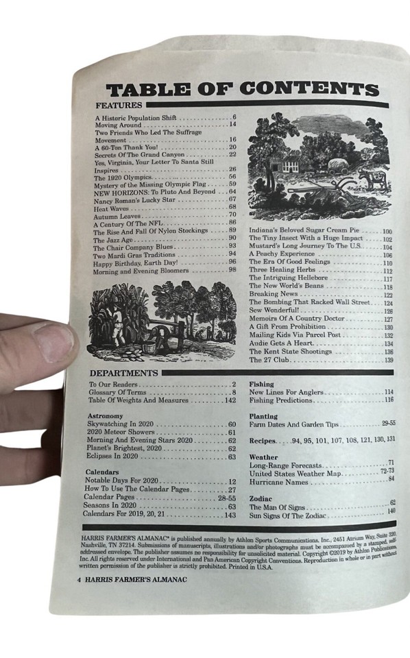 2020 Harris Farmers' Almanac Paperback Weather Forecast Fishing Guide