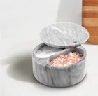 Homiu Grey Marble 2 Compartment Pinch Spice Bowl With Swivel Lid Salt and Pepper