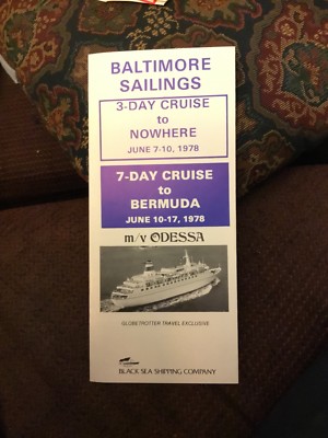 1978 Baltimore Sailings Black Sea Shipping Co 3 Day Cruise To Nowhere Brochure Ebay