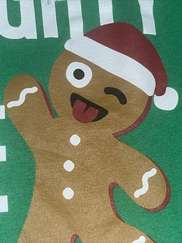 Children’s Place 5T Christmas Green Long Sleeve T-shirt Gingerbread Naught Nice - Picture 3 of 5