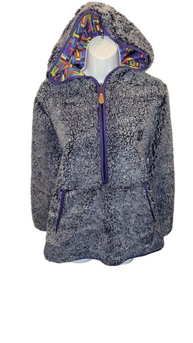 USA Palm Reversible Rainbow Navy Sherpa 1/4 Zip Pullover UNISEX Women MD Mens SM - Picture 4 of 11