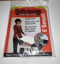 Kwik Covers White Plastic Fitted Table Cover 6ft X 30in
