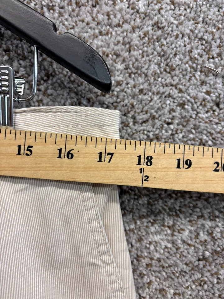 Calça chino listrada bege edição básica perna larga cropped feminina tamanho 14 - Imagem 4 de 4