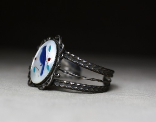 Vintage Native American Zuni Turquoise Sterling Bluebird Cuff Bracelet Size 6.5 - Picture 4 of 7