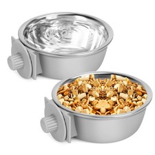 2 Pcs Crate Dog Bowl, Removable Stainless Steel Pet Kennel Hanging Food Water...