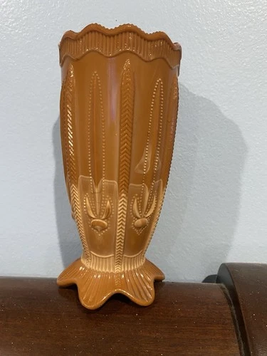 Fenton Chocolate glass cactus pattern vase