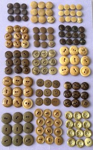 147 Vintage Vegetable Ivory Buttons - 15 Sets - Shades of Brown - Many Carved