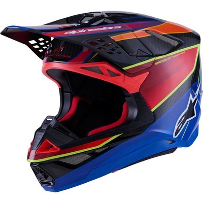 Alpinestars Motocross-Helm Supertech S-M10 Era - Blau/Rot/Flo Gelb
