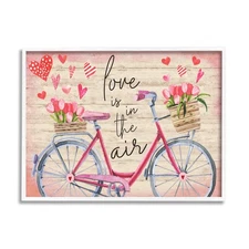 Love In The Air Tulip Bike Basket Framed Giclee Art, Design by ND Art.