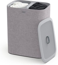 Tota 90L Laundry Hamper with Lid 2 Removable Washing Bags Gray