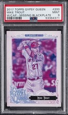 2017 TOPPS GYPSY QUEEN W/CAP-MISSING BLACKPLATE #200 MIKE TROUT PSA 9