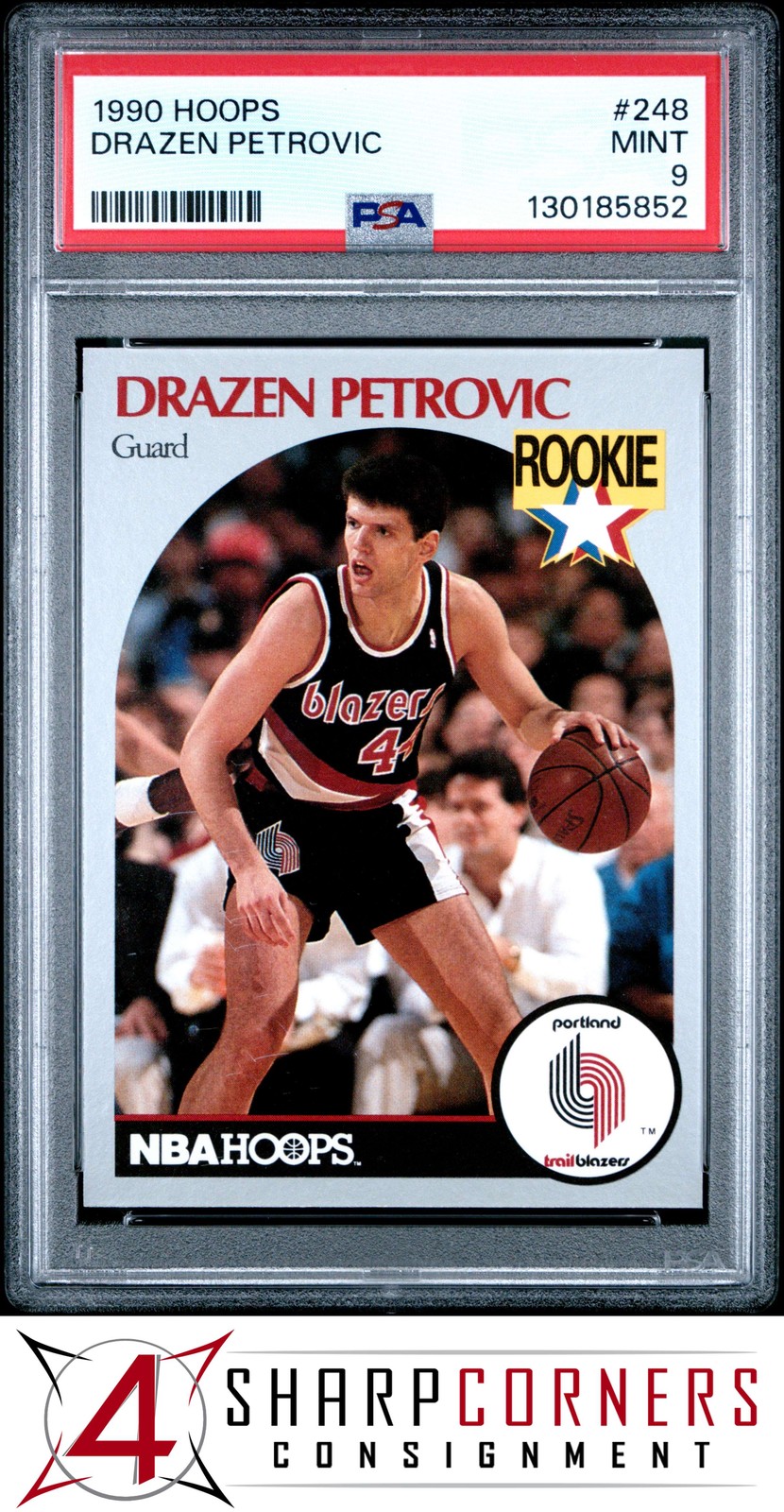 1990 HOOPS #248 DRAZEN PETROVIC RC TRAIL BLAZERS HOF PSA 9