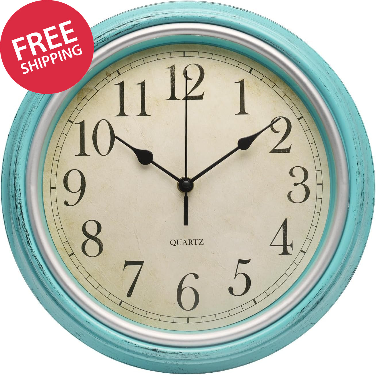 Silent Non Ticking 12In Retro Wall Clock Vintage Rustic Round Battery Operated