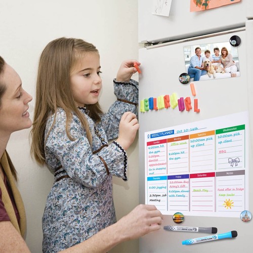 Magnetic Fridge Calendar Whiteboard Set (3-Pack) with Monthly, Weekly, and Sh... - Picture 2 of 7
