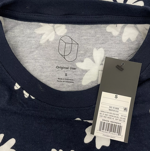 Original Use Herren Kurzarm T-Shirt mit Blumenmuster dunkelblau, Small - Bild 4 von 4