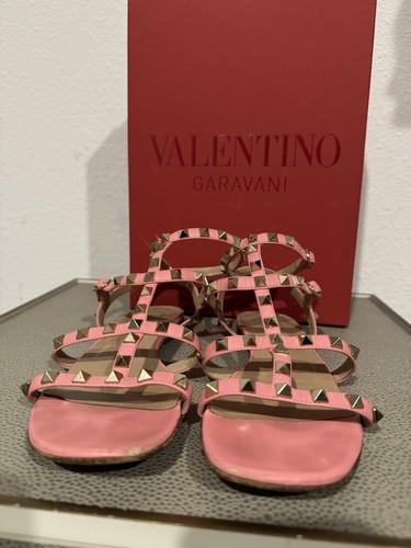 Valentino Rockstud Caged Ankle Strap Sandals Pink Leather Size 39 - Picture 4 of 24