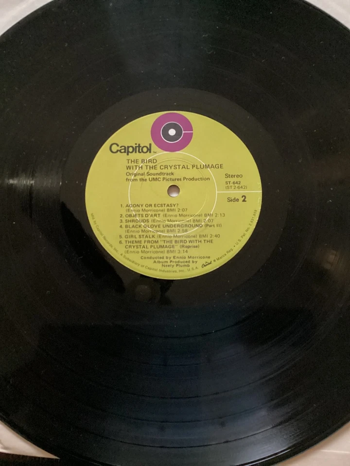 ENNIO MORRICONE Bird With the Crystal Plumage LP VG+ 1970 Capitol ST-642 Vinyl Foto 4 de 4