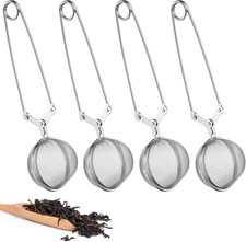 4 Pezzi Filtro Da Tè, Pinze Da Tè in Acciaio Inox, Infusore per Tisane Di Sfera,