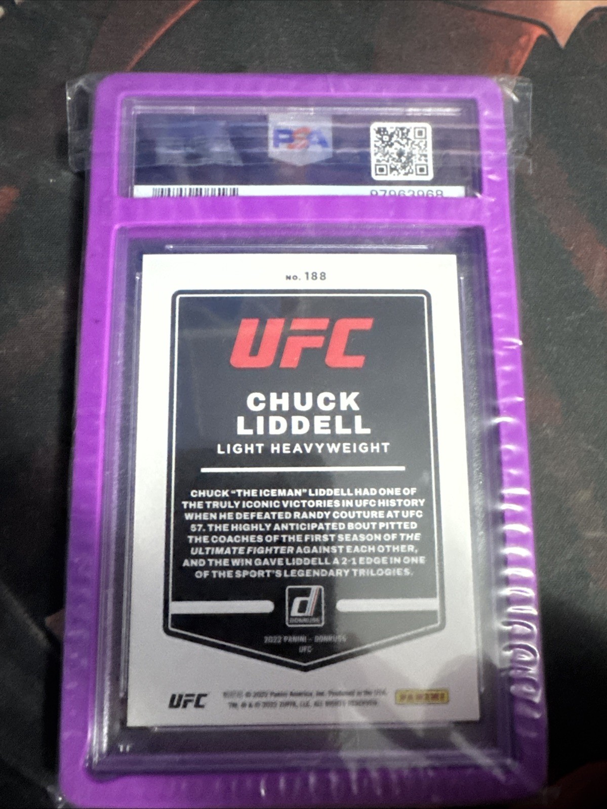 2022 Donner Ufc Chuck Liddell Hollow Laser Psa 10 view 2
