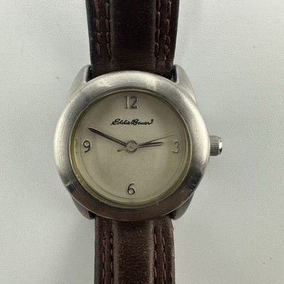 Eddie Bauer Watch Women Silver Tone White Dial Brown Band  display picture 2