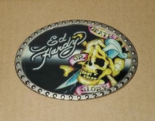 Mens Ed Hardy Death or Glory Belt Skull Belt Buckle - Y2K