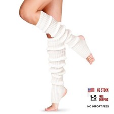 Women Leg Warmers Over Knee 24 Inch for Yoga Dance Ballet, One Size 1 White