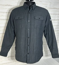 Kuhl Joyrydr Shirt-Jac Mens MEDIUM Gray Fleece Lined Flannel Shirt Jacket Snap