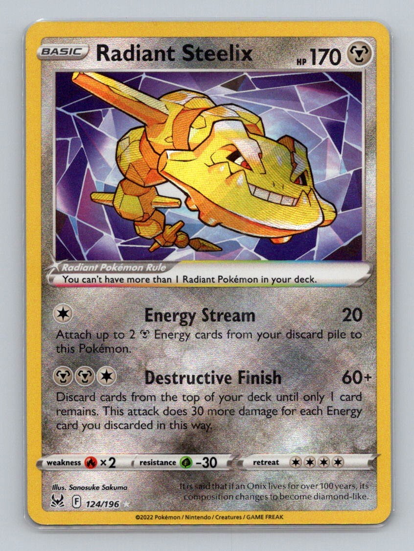 Radiant Steelix 124/196 Radiant Rare SWSH11: Lost Origin NM Pokemon
