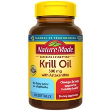 Nature Made Krill Oil 500mg, Astaxanthin, Phospholipid for Superior Absorption