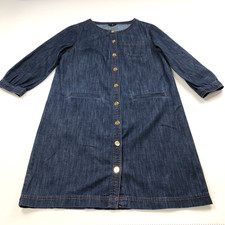 Talbots Petites Petite Medium PM Chambray Button Above Knee Dress Blue
