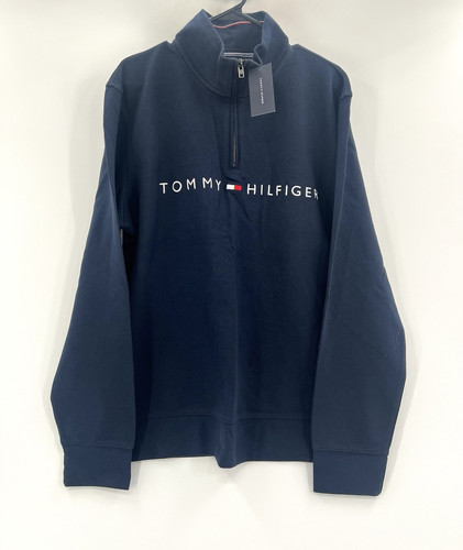 Tommy Hilfiger Men’s Collared Long Sleeve Shirt Navy Blue Size Large
