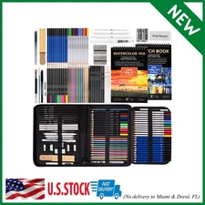 Art Supplies Drawing Pencils Set - 76 Pack Pro Sketching Kit with Sketchbook & W