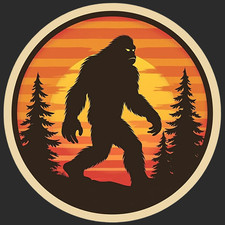 Bigfoot sticker vinyl decal wild cryptid comic forest mountain outdoors