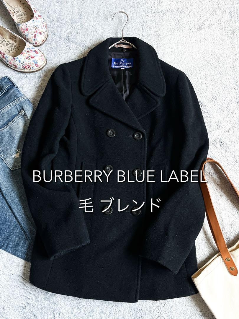 Burberry Blue Label Black Wool Blend Peacoat P Coat