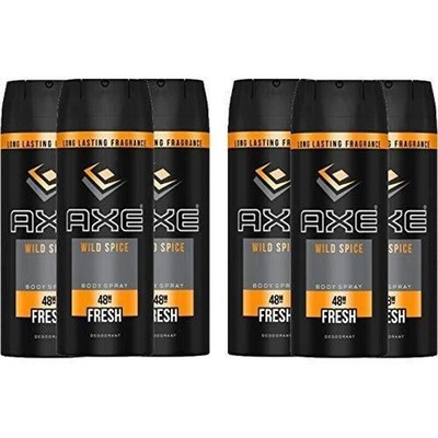 6 Pack Axe Wild Spice Mens Deodorant Body Spray, 150ml 5.07 oz