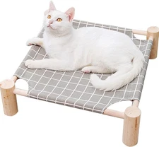 Elevated Cat & Small Dog Bed Raised Wooden Pet Hammock