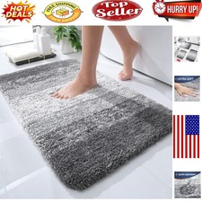 Luxurious 24x16 Microfiber Bath Rug - Ultra Absorbent  Quick Dry, Grey