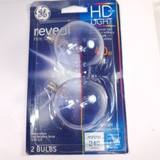 NEW GE HD Light Decorative Candelabra Base G16 1/2 Reveal Light Bulbs 40w 48704