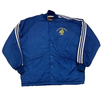 Vintage Windless USA Satin Varsity Bomber Jacket Mens Medium Blue Quilt Lined