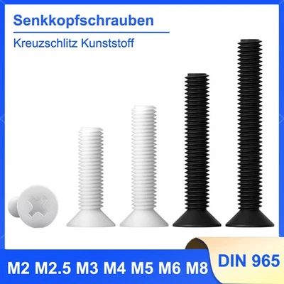 Senkkopfschrauben DIN 965 Nylon Kreuzschlitz Kunststoff Senkschraube M2 - M8 - Bild 1 von 4
