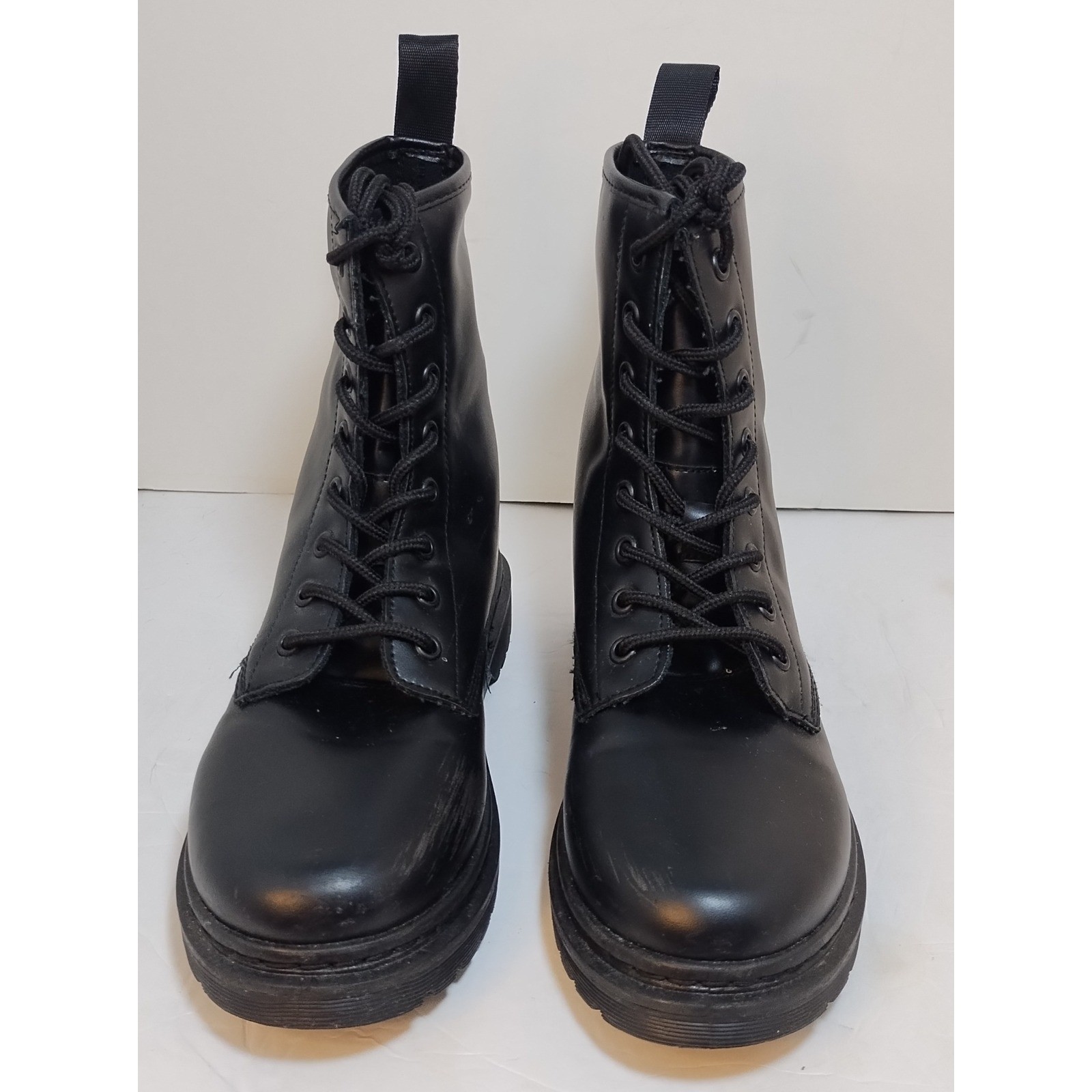 Black Combat Boots Chunky Platform Lace Up Ankle Boots Booties Women's Size 7-image
