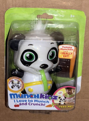 Munchkinz Panda CHEWY Interactive Pet Toy Eat Talks Laughs Burp 30+ Sounds NIP