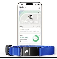 Fi Series 3+ SMART DOG COLLAR Blue XL AI POWERED GPS Health Behavior Tracking