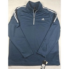 Adidas Men's Golf French Terry 1/4 Zip Pullover Size XL 3 stripe SPF 50 NEW