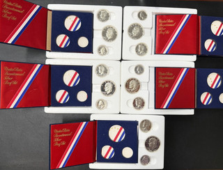 5 Set Lot: 1776 1976 S Bicentennial 40% Silver US Mint Proof 3 Coin Sets OGP