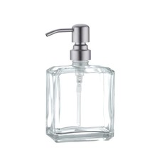 Square Clear Glass Dish Soap Dispenser, Antique Design Refillable Hand Soap D...