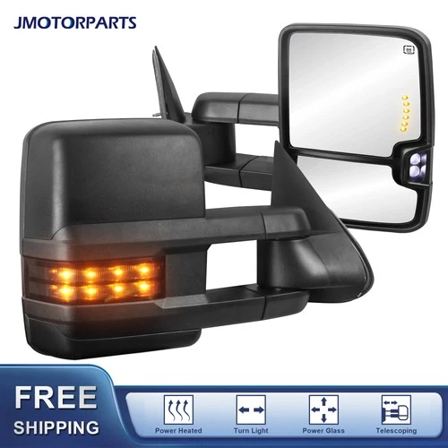 2PCS Power Heated Tow Mirrors For GMC Sierra Yukon Chevrolet Silverado Tahoe