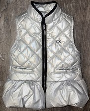 Calvin Klein Jeans Puffer Vest Zipper Girls 2T Metallic Spring Fall Polyester