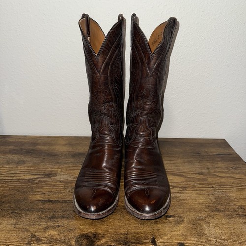 Vintage Lucchese Boots 1883 San Antonio Western Cowboy Men’s 8.5D Brown - Picture 3 of 12