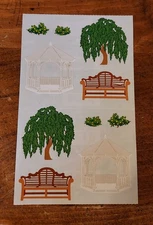 Mrs. Grossman Paper Whisper Sticker ~ Town Park Gazebo, Park Bench, Willow Tree.